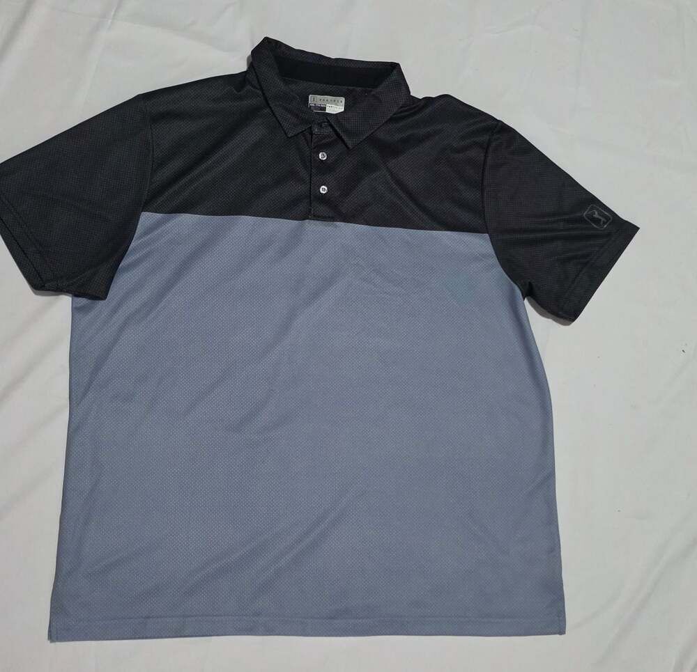 PGA TOUR ProSeries Men's Athletic Fit Polo Shirt, Black/Grey, Size XXL